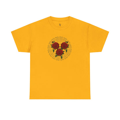 Approach Apparel Rose Embroidered  Heavy Cotton Tee, Casual Summer Top, Vintage Style Gift, Floral Graphic Shirt, Trendy Streetwear