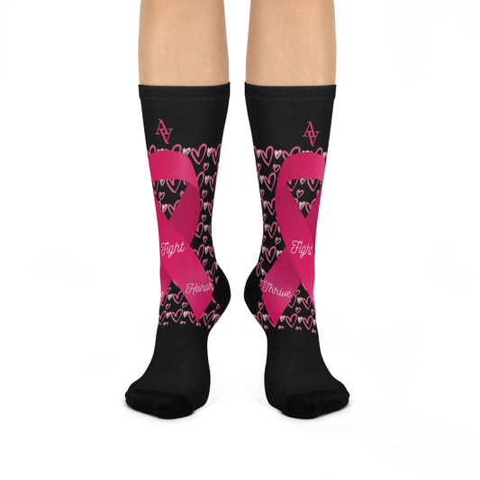 Approach Apparel Breast Cancer Awareness Cushioned Crew Socks - Fight, Honor, Love