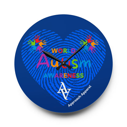 Approach Apparel Autism Awareness Acrylic Wall Clock, Home Decor, Gift for Autism Month, Educational Wall Art, Motivational Gift