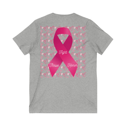 Approach Apparel Breast Cancer Awareness V-Neck Tee - Fight, Thrive, Hope
