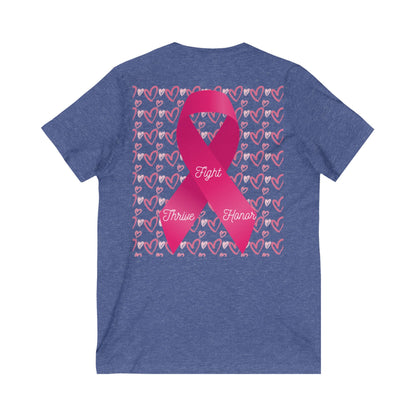 Approach Apparel Breast Cancer Awareness V-Neck Tee - Fight, Thrive, Hope