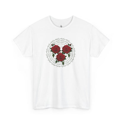Approach Apparel Rose Embroidered  Heavy Cotton Tee, Casual Summer Top, Vintage Style Gift, Floral Graphic Shirt, Trendy Streetwear
