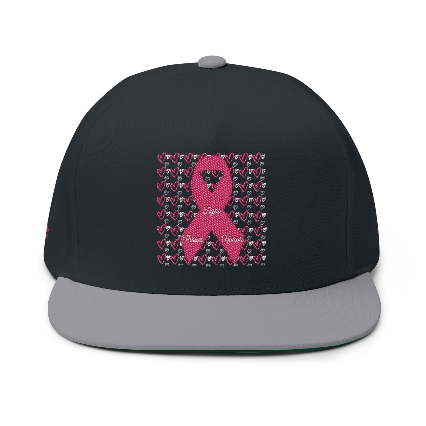 Approach Apparel Pink Ribbon Flat Bill Cap (Embroidery) - 'Fight, Honor, Love' Design