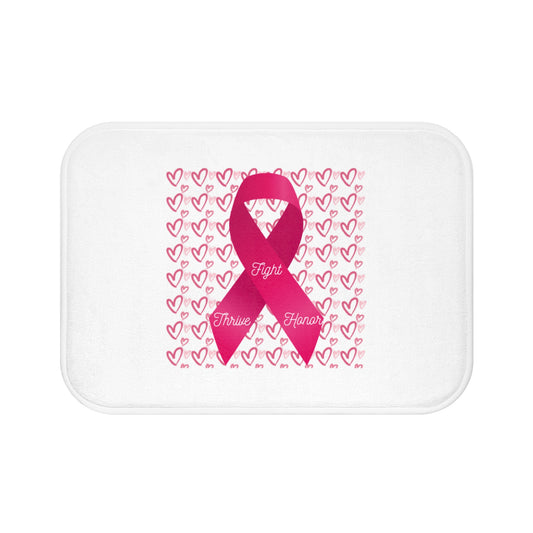 Approach Apparel Pink Ribbon Bath Mat for Awareness, Fight Cancer Bathroom Decor, Support Breast Cancer Fighters, Gift for Survivors, Heart Ribbon Design