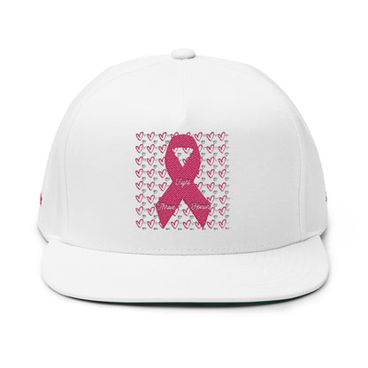 Approach Apparel Pink Ribbon Flat Bill Cap (Embroidery) - 'Fight, Honor, Love' Design