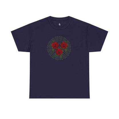 Approach Apparel Rose Embroidered  Heavy Cotton Tee, Casual Summer Top, Vintage Style Gift, Floral Graphic Shirt, Trendy Streetwear