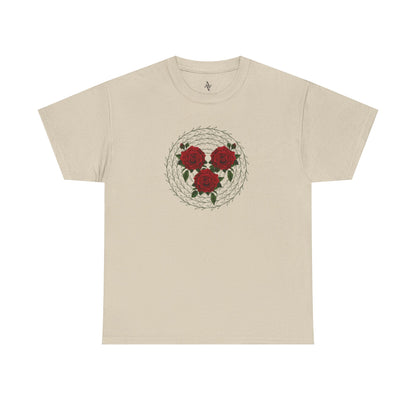 Approach Apparel Rose Embroidered  Heavy Cotton Tee, Casual Summer Top, Vintage Style Gift, Floral Graphic Shirt, Trendy Streetwear