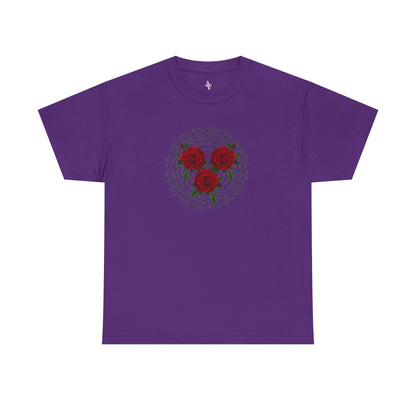 Approach Apparel Rose Embroidered  Heavy Cotton Tee, Casual Summer Top, Vintage Style Gift, Floral Graphic Shirt, Trendy Streetwear