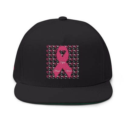 Approach Apparel Pink Ribbon Flat Bill Cap (Embroidery) - 'Fight, Honor, Love' Design