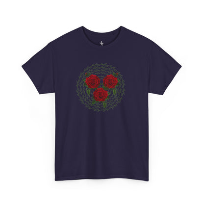 Approach Apparel Rose Embroidered  Heavy Cotton Tee, Casual Summer Top, Vintage Style Gift, Floral Graphic Shirt, Trendy Streetwear