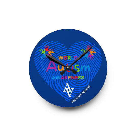 Approach Apparel Autism Awareness Acrylic Wall Clock, Home Decor, Gift for Autism Month, Educational Wall Art, Motivational Gift