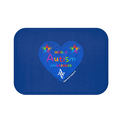 Autism Awareness Bath Mat, Approach Apparel Blue Heart Design, Support Autism Acceptance, Bathroom Decor, Gift for Special Needs Moms