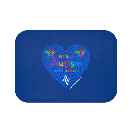 Autism Awareness Bath Mat, Approach Apparel Blue Heart Design, Support Autism Acceptance, Bathroom Decor, Gift for Special Needs Moms