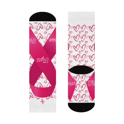 Approach Apparel Pink Ribbon Crew Socks - 'Fight, Honor, Love' Design - Perfect for Breast Cancer Awareness