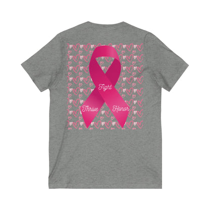 Approach Apparel Breast Cancer Awareness V-Neck Tee - Fight, Thrive, Hope
