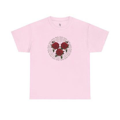 Approach Apparel Rose Embroidered  Heavy Cotton Tee, Casual Summer Top, Vintage Style Gift, Floral Graphic Shirt, Trendy Streetwear