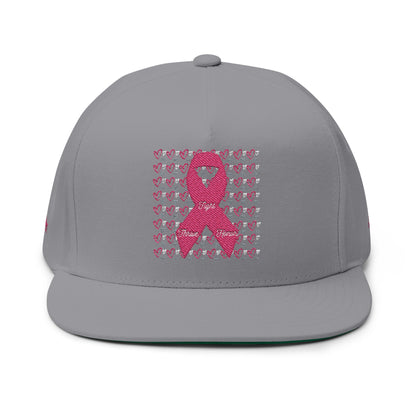 Approach Apparel Pink Ribbon Flat Bill Cap (Embroidery) - 'Fight, Honor, Love' Design