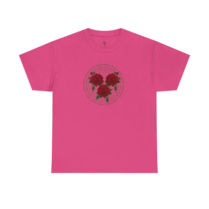 Approach Apparel Rose Embroidered  Heavy Cotton Tee, Casual Summer Top, Vintage Style Gift, Floral Graphic Shirt, Trendy Streetwear