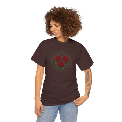 Approach Apparel Rose Embroidered  Heavy Cotton Tee, Casual Summer Top, Vintage Style Gift, Floral Graphic Shirt, Trendy Streetwear