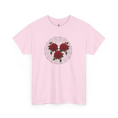 Approach Apparel Rose Embroidered  Heavy Cotton Tee, Casual Summer Top, Vintage Style Gift, Floral Graphic Shirt, Trendy Streetwear