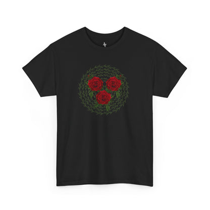 Approach Apparel Rose Embroidered  Heavy Cotton Tee, Casual Summer Top, Vintage Style Gift, Floral Graphic Shirt, Trendy Streetwear