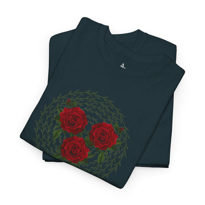 Approach Apparel Rose Embroidered  Heavy Cotton Tee, Casual Summer Top, Vintage Style Gift, Floral Graphic Shirt, Trendy Streetwear