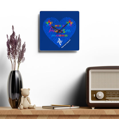 Approach Apparel Autism Awareness Acrylic Wall Clock, Home Decor, Gift for Autism Month, Educational Wall Art, Motivational Gift